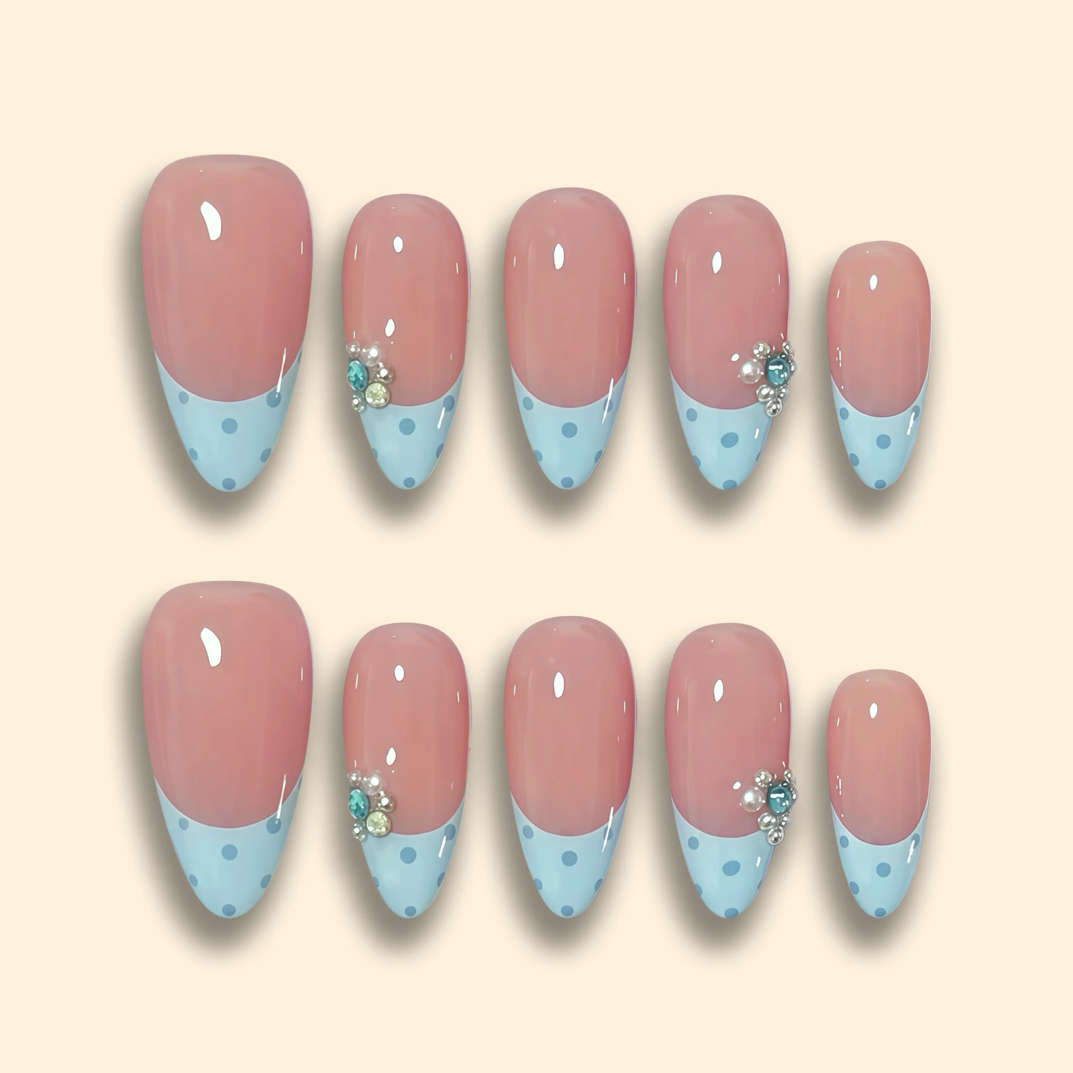 Pressmeon Handmade Press-on Nails | Gramorous Medium Almond Shape Collection | 3D Luxury Salon Quality | Reusable & Extra Durable | Eco Package
