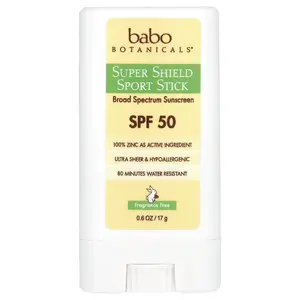Babo Botanicals Super Shield Sport Stick, SPF 50, Fragrance Free, 0.6 oz (17 g) | HSA/FSA Eligible