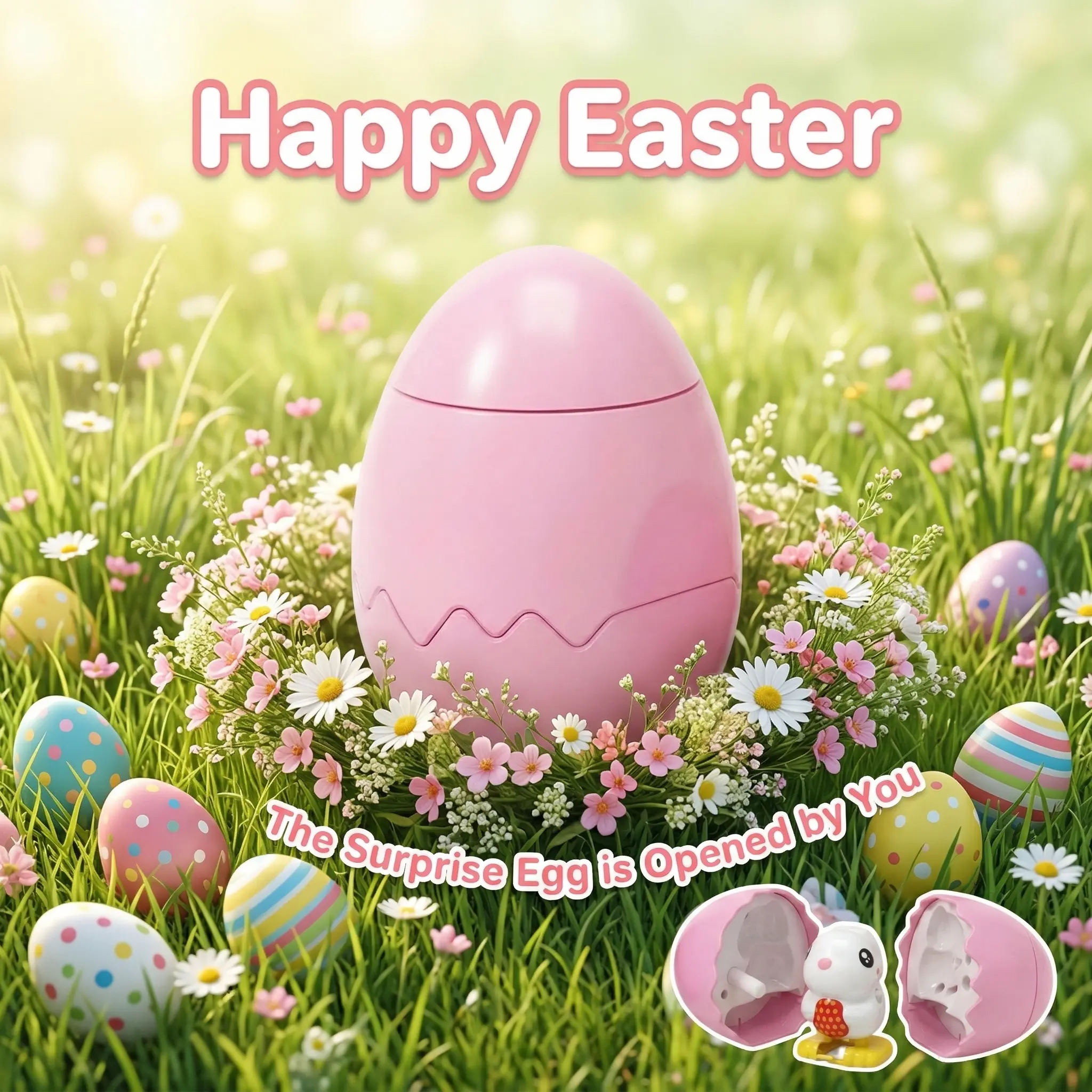 Wind-up Easter Bunny Hop Egg Toy - Surprise Pop-up Jumping Rabbit, Capsule Toy, Perfect Easter Basket Stuffer, Party Favor & Gifts for Toddlers