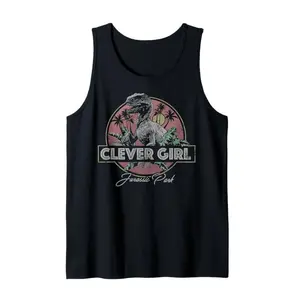 Jurassic Park Raptor Clever Girl Vintage Tank Top, Comfortable Unisex T-shirt, Vintage Letter Print Casual Tee