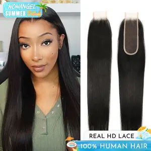 WOWANGEL 2x6 Deep Parting HD Lace Closure Only Melt Skin Straight Hair Closure Real Human Hair Pre Plucked For Woman Wigs  #SummerVibes