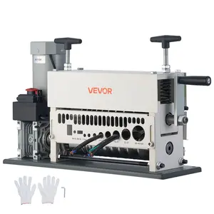VEVOR Electric Wire Stripper Machine, 11-Channels Copper Stripping Tool with 0.06-1.57 in Capacity, 370W Dual Modes (Automatic/Manual Hand Crank), Steel Blades & Emergency Stop Button for Scrap Copper Recycling