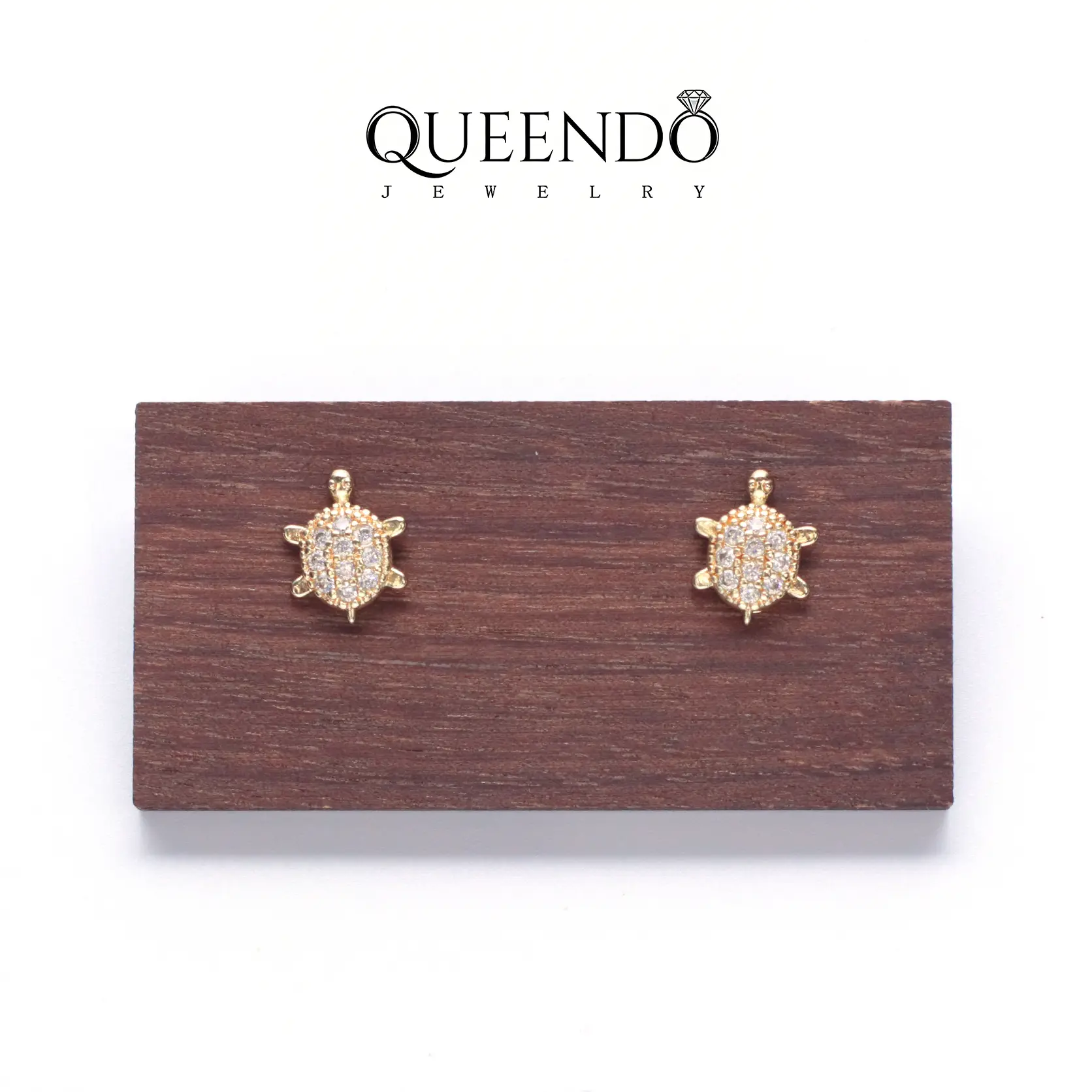 QUEENDO Zircon Stud Earrings 14k Gold Plated Turtle Shape For Women Daily Wear Vacation Casual Outing Jewelry Gift stud earrings nose Ear Studs Aretes De Oro