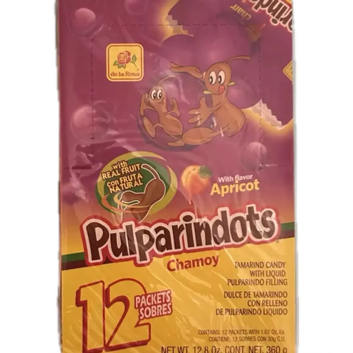 De la Rosa Pulparindots Chamoy 12 Pieces Candy with Liquid - Hot and Salted chamoy candies sour Snack sweet mexican dulces Bonbon