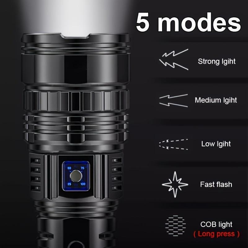 Super Bright Led Tactical Flashlight with 15,000 MAh Battery-Long Distance Lighting, USB Charging, Mobile Power Function and Digital Display, Suitable for Emergency, Camping and Outdoor Adventure
