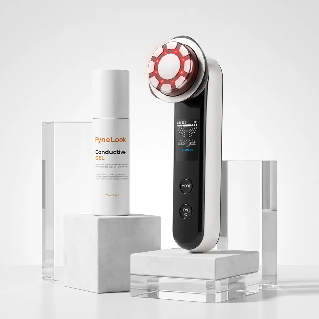 FyneLook Microcurrent Facial Device with Red Light Therapy, Cooling Skin Tightening Device for Lifting & Firming, 4 Modes & 9 Levels Puffiness Skincare Tool