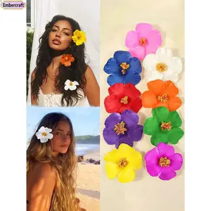 Women's Hibiscus Flower Hair Clips Set - Boho Tropical Beach Style, Waterproof Lightweight Hair Accessories for Vacation & Daily Wear, Accessories For Women