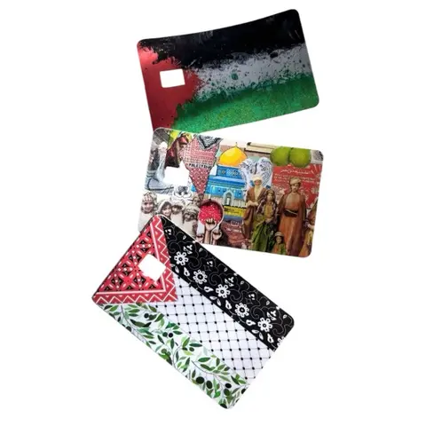 Palestine Glossy Credit Card Skin Sticker - Chip Compatible, Waterproof Film, Artwork Design, Gift-Ready Pride Sticker, Supports Causes, for Small Chip Debit/Credit Cards, Multiple Colors