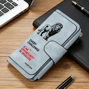 1pc Lion pattern women's long wallet, multi-functional wallet, portable snap coin purse, birthday gift and daily commuting essential, perfect holiday gift, suitable for outdoor, travel and family use, 3.26CYJ-6