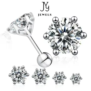 [JYJZZ187]  (Alondra) Synthetic Moissanite S925 D Color VVS 0.3-2 CT Earring, Simple Threaded Design Earrings, Birthday, Holiday Gift for Men Women.