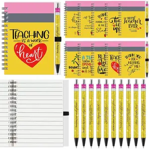 Teacher Appreciation Gifts Bulk from Students, Pencil Spiral Notebooks with Glitter Pens, Thank You Cute Classroom Supplies Party Favor   to School, 10 Styles(10 Sets)