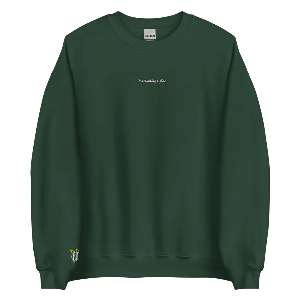 Forest Green Men's Crewneck Sweater - Soft Cotton Fabric - Athletic