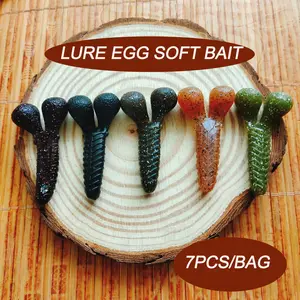 7-Pack Soft Lure Bait, Slow Sinking Potato Shape, Artificial Fishing Baits for Bass & Blackfish, Fisherman Essential Gear, Fishing Accessories