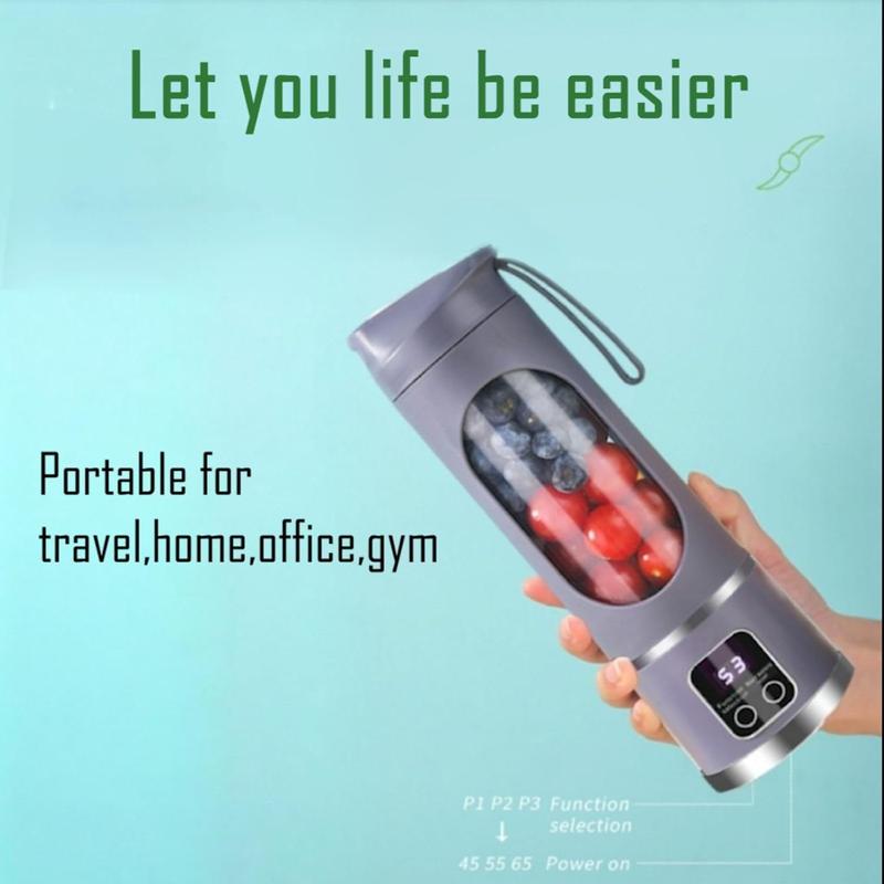 Smart LED Portable Blender Personal Juicer for Shakes,Fresh juice and Smoothies - 20 OZ Electric Protein Shaker Bottle with Insulated Sleeve, Travel Lid, USB-C Rechargeable - 12 blades,with strong blending Small Blender Cup for Kitchen, Office, Gym