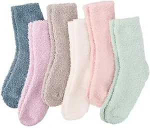 Womens Fuzzy Socks Super Soft Fluffy Winter Warm Cozy Home Sleeping Socks Set of 6 pcs with different Colors for Everyday Wear Womenswear