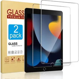 2 Pack Screen Protector for iPad 9th 8th 7th Generation 10.2 Inch, Tempered Glass Film for iPad 9 8 7 (2021/2020/2019), Case Friendly &  Pencil Compatible