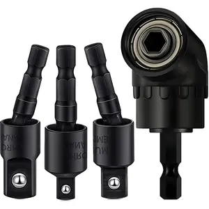 Flexible Drill Bit Extension Set with Right Angle Drill Attachment, 360? Rotatable 1/4 3/8 1/2  Grade Socket Adapter Set for Cordless Power Drill & , Driver, Household Industry
