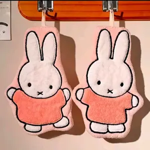 Kawaii Miffyi Rabbit Skin-Friendly Hand Towel | New Cute Creative Cartoon Pattern Home Fashion Thickened Soft Comfortable Coral Fleece