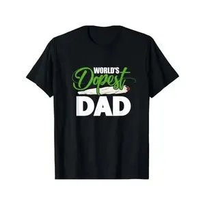 Women's Cotton Short-Sleeve Casual Streetwear Top - "World's Dopest Dad" Funny Father's Day Graphic T-Shirt