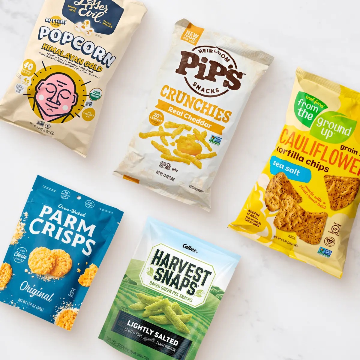 Savory Snack Sampler | LesserEvil Popcorn, Pip's Cheddar Crunchies, and More