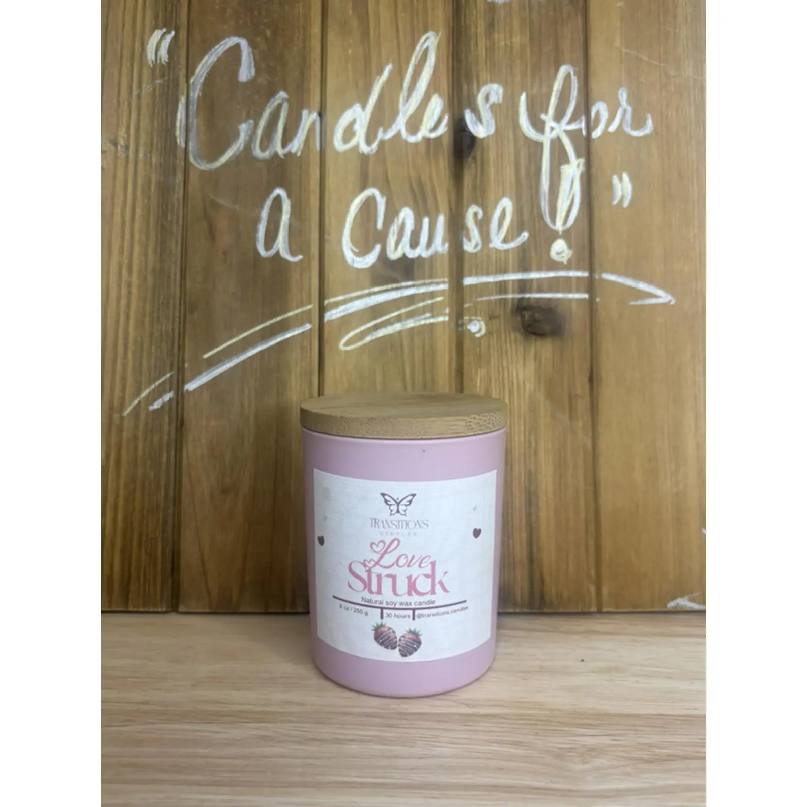 Love Struck Chocolate Covered Strawberries Scented Candle in Pink Color