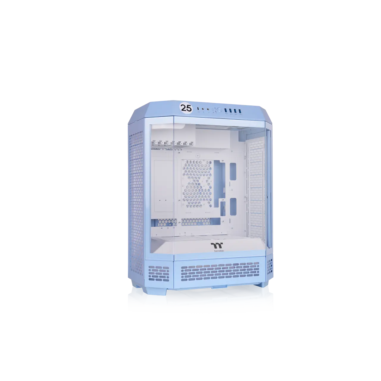 Thermaltake Tower 600 Hydrangea Blue Mid-Tower ATX Case; 3 Tempered Glass Panels; Hidden-Connector Motherboard Support; Rotational PCI-e Slots; CA-1Z1-00MFWN-00