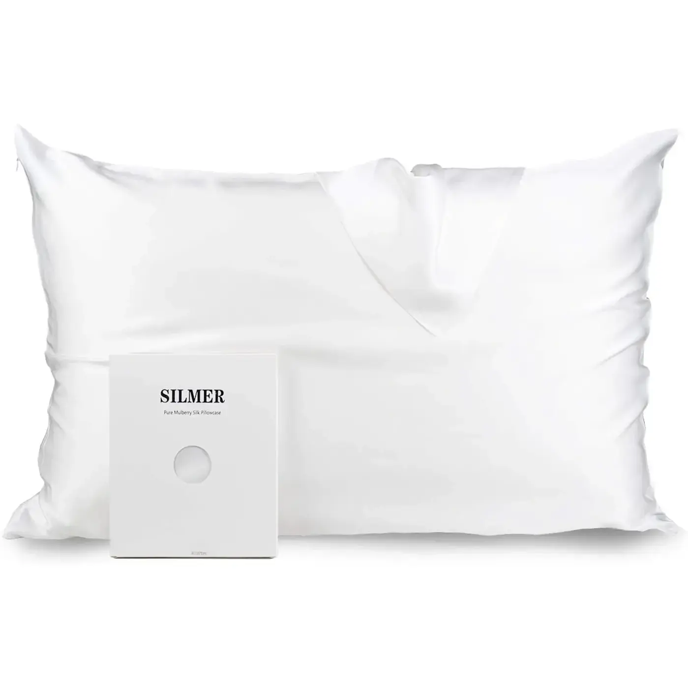 100% Mulberry Silk Pillowcase - Solid White Standard 20x26 in, 22 Momme 800 Thread Count, Double-Sided Ultra-Soft Breathable Cover with Hidden Zipper, 1Pc, Hand Wash Only, Dry in Shade, Low Temperature Wash Compatible, Hair Care, Home Bedding, Natural Lux
