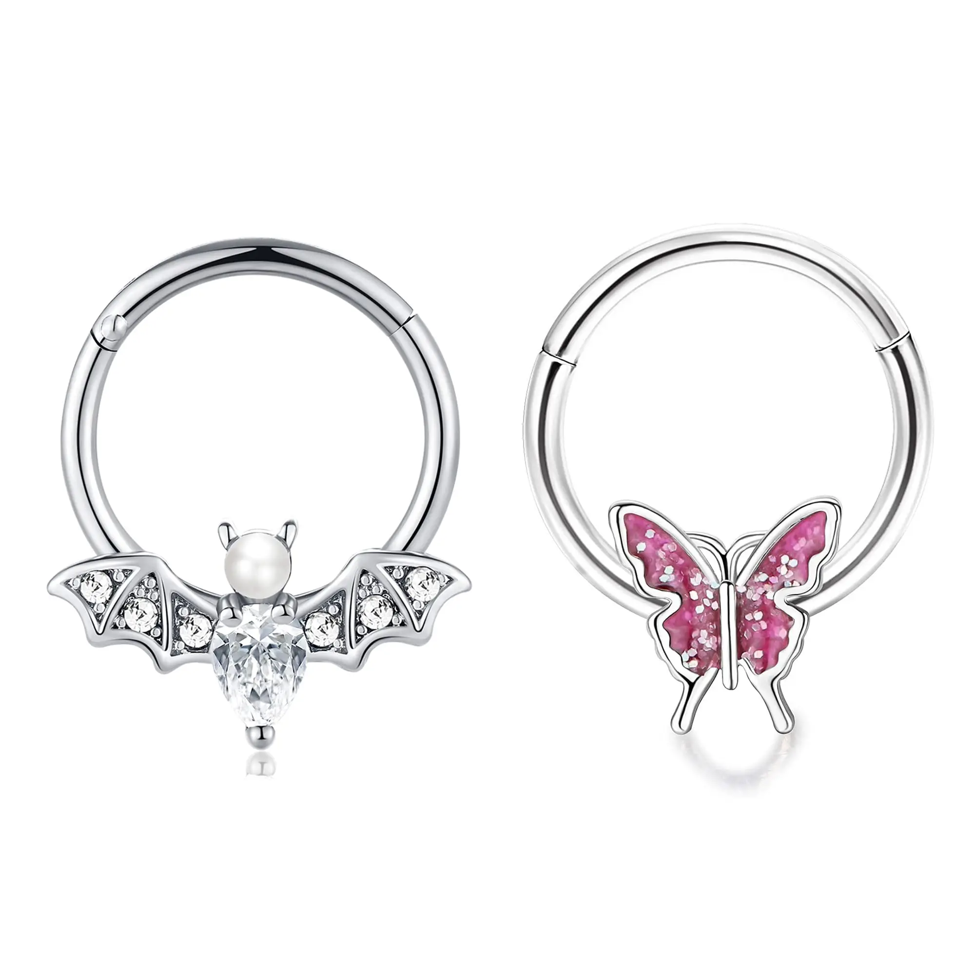 Daith Bat Septum Rings 16g Dragon Claw Nose Helix Cartilage Clicker Rook Butterfly Piercings Tragus Earring For Women Men