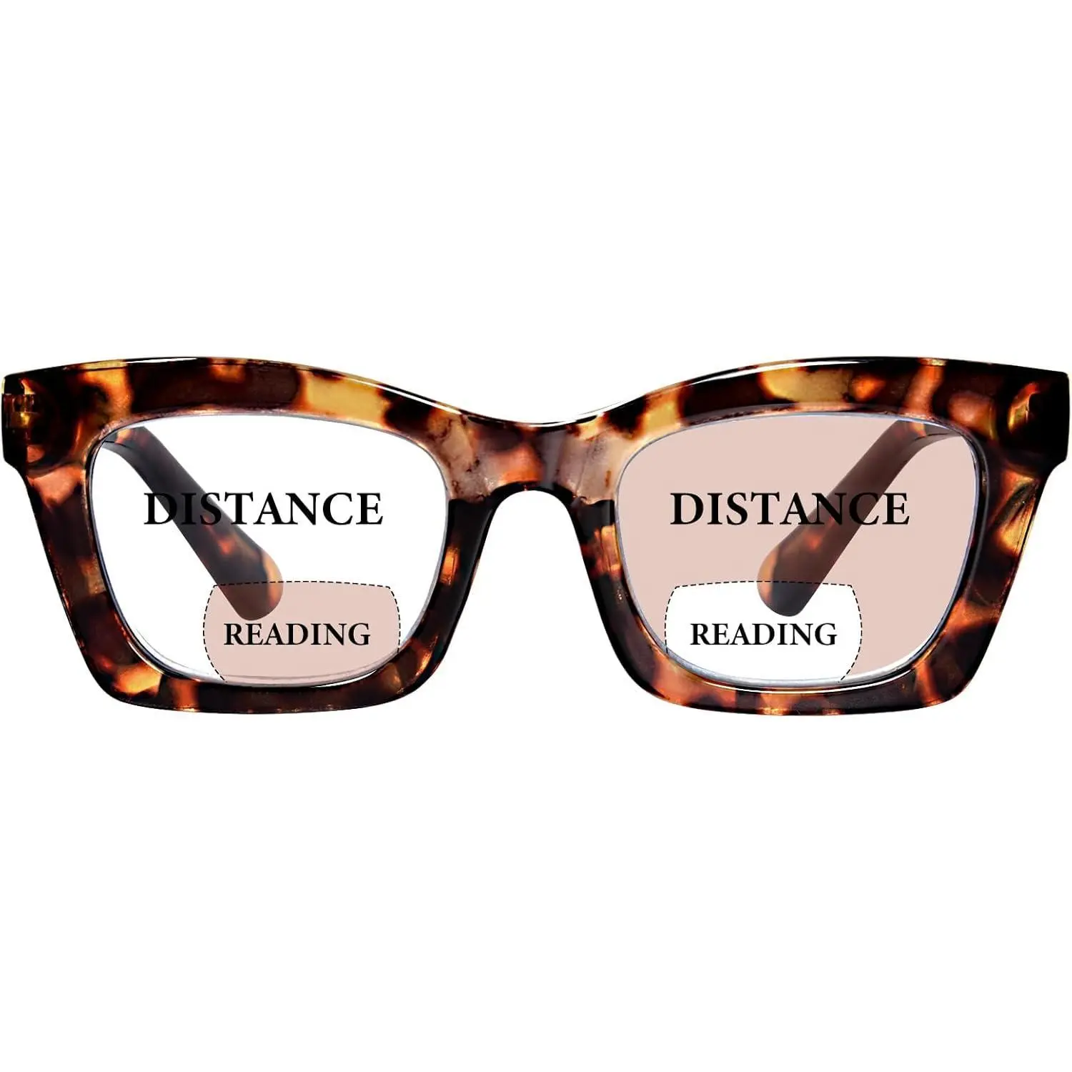 Bifocal Reading Glasses for Women Oversized Square Frame Clear Top Progressive Readers for Women Blue Light Blocking Computer Readers with Spring Hinges