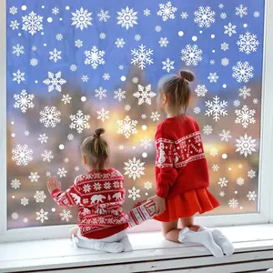 Festive Christmas Window Clings Set (2 Styles: Snowflakes + Holiday Characters): Easy-to-Apply Reusable Decor, No-Residue Multi-Surface Use (Windows, Mirrors, Fridges) – Perfect for Spreading Holiday Cheer