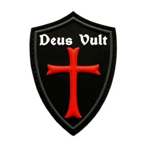 Deus Vult Cross Shield Christian Templar Knight in God Wills Patch [PVC Rubber - KT2]