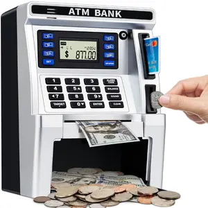 2025 ATM Smart Piggy Bank with Password for Kids Real Money Savings Machine with Debit Card & 4-digit Code Access Cool Toy for Boys Girls Ages 6-12 Years Old Educational & Fun