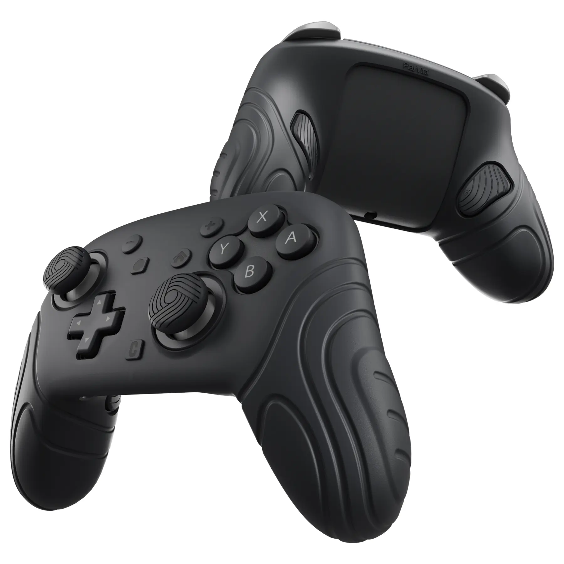 PlayVital Silicone Cover for Nintendo Switch 2 Pro Gaming Controller – Samurai Edition Protector Accessories with Back Button Caps, Thumbstick Grips, Stickers, Shockproof, Black (for Console Controller), Handheld