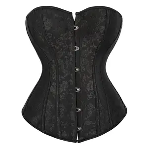 Corset Top Plus Size Bustier for Women Lingerie Boned Brocade Classic Floral Lace up Fashion Cosplay Costumes Fairy Renaissanc Halloween Elegant Brown Black Red White