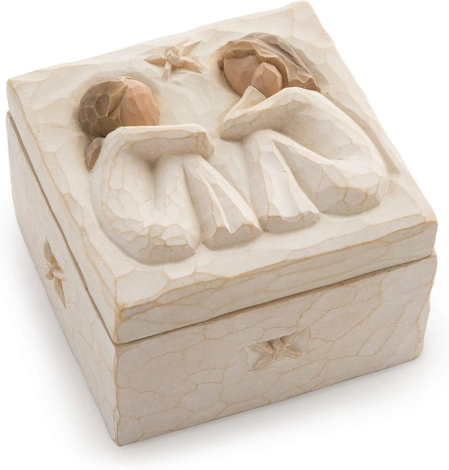 Friendship Keepsake Box, Forever True, Forever Friends, Holds  and Treasures, Carving of  Friends or Sisters, Sculpted Hand-Painted Keepsake Box
