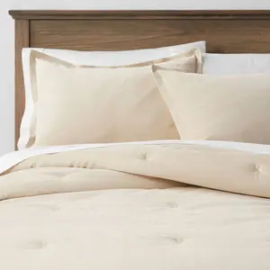 Threshold Velvet Comforter Set Cotton Velvet Finish OEKO-TEX, Khaki, King