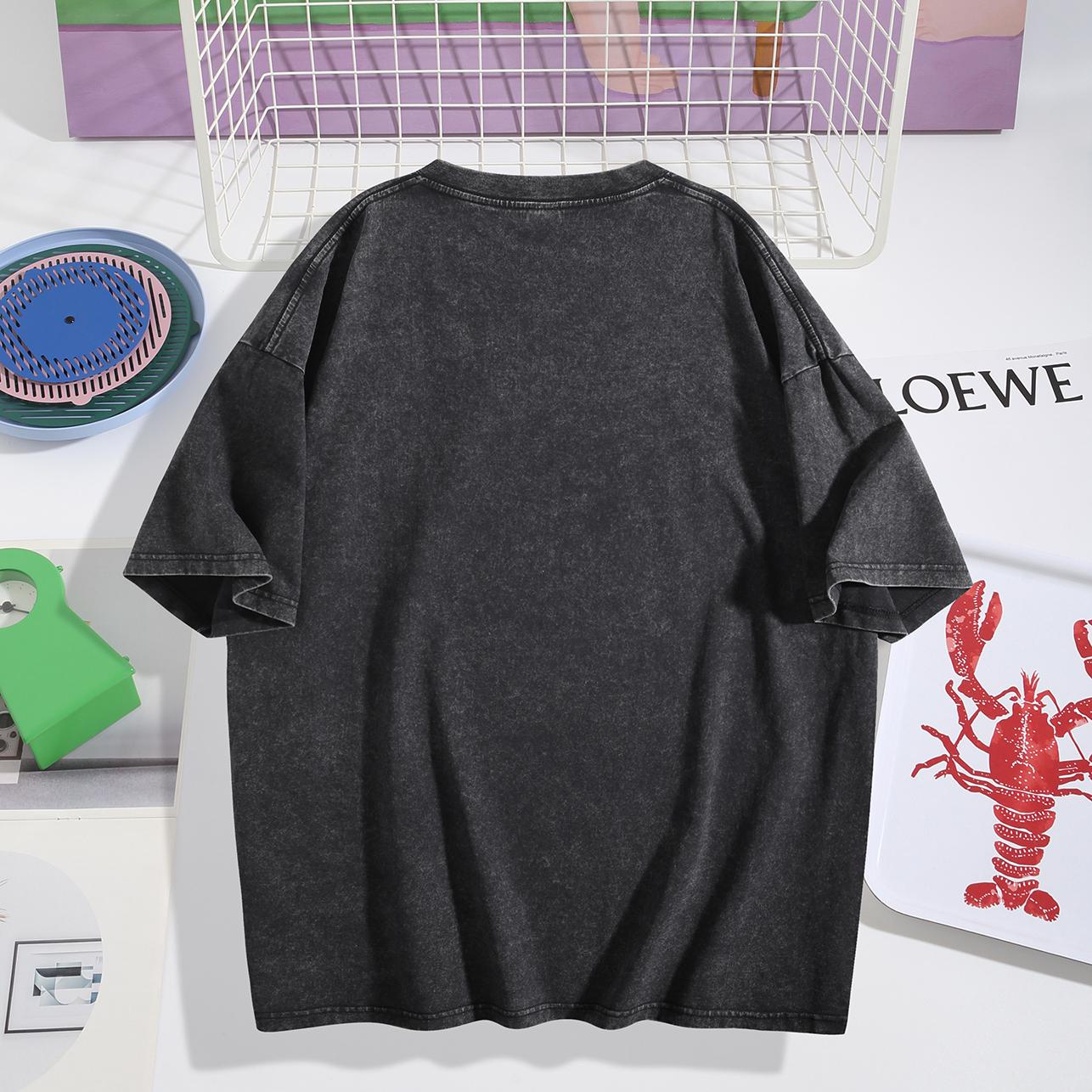 Vintage Washed Matching Set 2 Piece Outfit T Shirt and Shorts 100% Cotton Oversized Streetwear Loungewear for Men Women Acid Wash Summer Casual Set Cozy Breathable Beach Gym Everyday Essentials