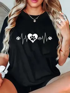 100% Cotton Paw Print Heartbeat Veterinarian Vet Tech Funny Pulse Gift T-Shirt