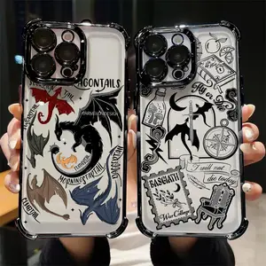 Fashion Dragon Fourth Wing Plating Phone Case For iPhone 17 17Air 16 15 14 13 12 11 X XS Plus Pro Max Fundas Christmas gift