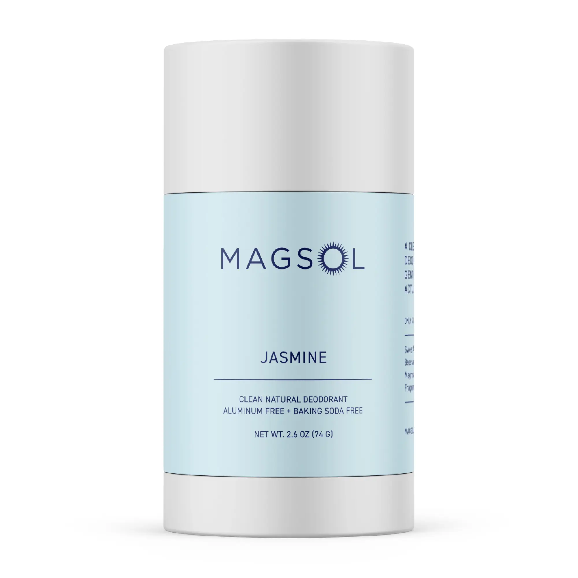 MAGSOL Natural Magnesium Deodorant - Jasmine | Aluminum Free and Baking Soda Free