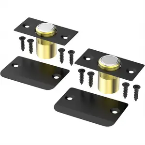 Upgraded Magnet Door Catch, Adjustable Strong Magnetic Ball Catch for Top of Door, Replacement for Ball Catches, Concealed Magnet Door Latch for French Double Doors Closet Door Hardware 2 Pack Black