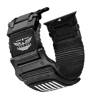 【Gift】[Without Watch] Patriotic Steel-Woven Nylon Apple Watch Band | Breathable Sport Loop, Durable & Versatile (Sports/Daily Use) | Embody Rugged Pride & Practicality | Compatible with Ultra 2/1 (49/46/45/44/42mm)