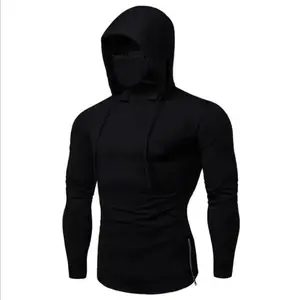 Mens Gym Thin Hoodie Short Sleeve Hoodies With Mask Sweatshirt Casual Splice Large Mask Hoodie Sweatshirt Hooded Tops Cycling