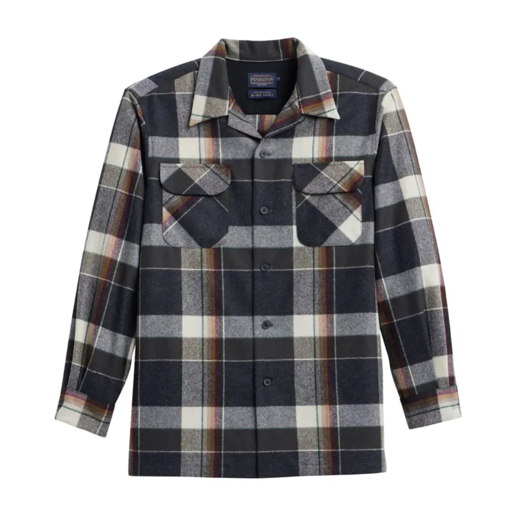 Pendleton Men's Long Sleeve Wool Casual Board Shirt - Black Multi Plaid, Menswear Top