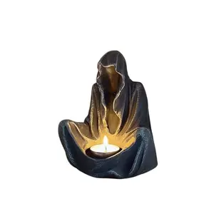 Nordic Ghost Witch Resin Tealight Candle Holder, Resin Art Home Decor Ornament for Halloween Party Atmosphere Decoration