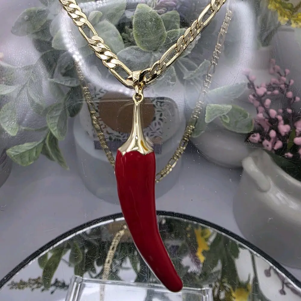 # 0227 Chili Pendant Necklace - Red Chili Design with Gold-Plated, Ideal for Casual and Formal Wear