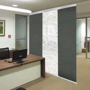 3-Panel Single Rail Panel Track Blind Extendable 36"-66"W x 91.4"H, Panel width 23.5", Whirl White, Smoke