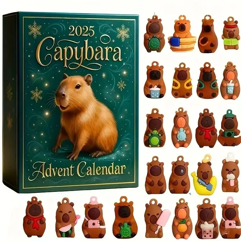 Year 3D Waterhog Christmas Countdown Calendar Gift Box, 24 Cute Collectible Dolls, Holiday & Christmas Gifts, Animal Lover Presents, New Year Gifts