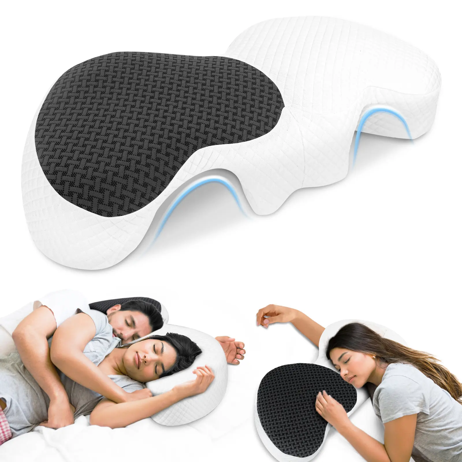 Memory Foam Pillow for Couples, Adjustable Cube Cuddle Pillow Anti Pressure Arm Pillow for Back Sleeper and Side Sleepers