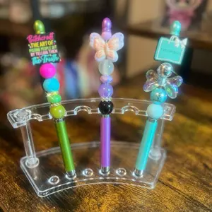 2-in-1 Stylus Pen with Colorful Beaded Design and Charm for Enhanced Writing Experience